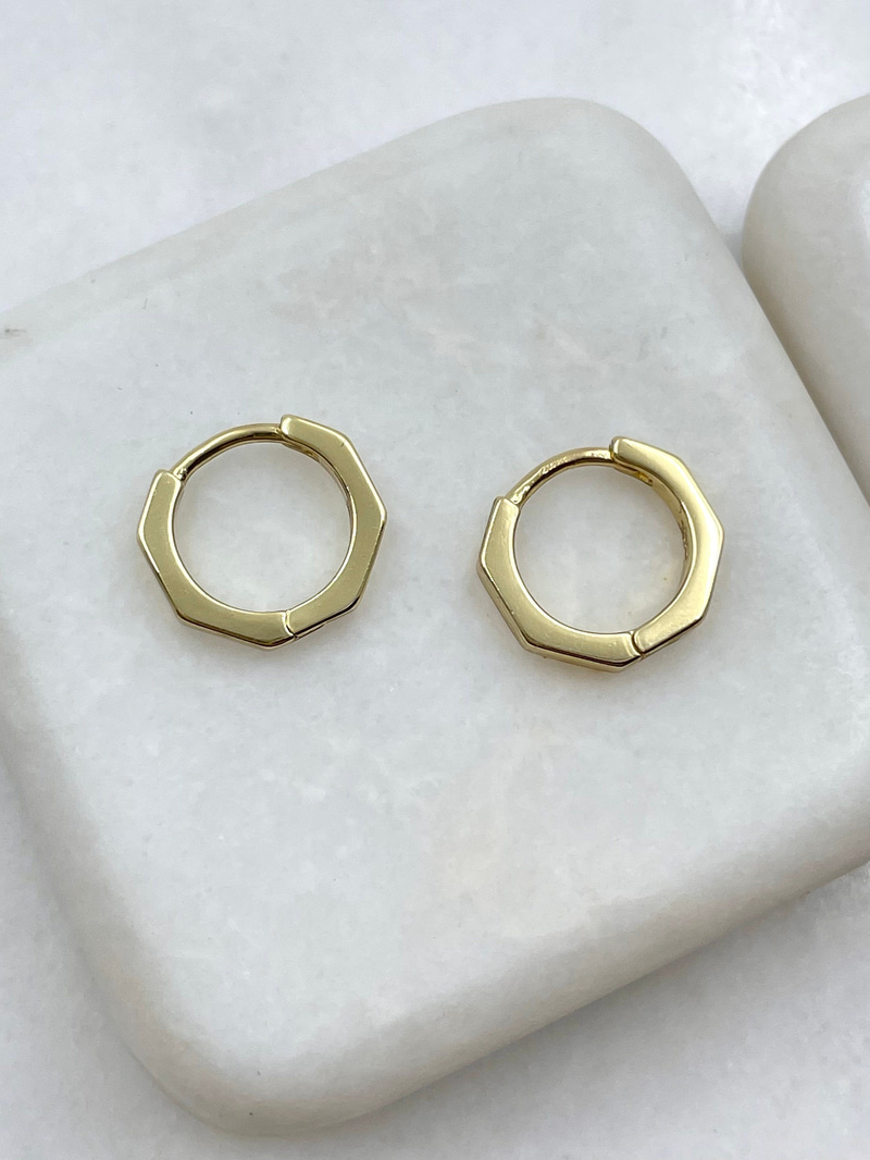Özel Seri Dikdörtgen Yansımalı Halka Küpe Gold