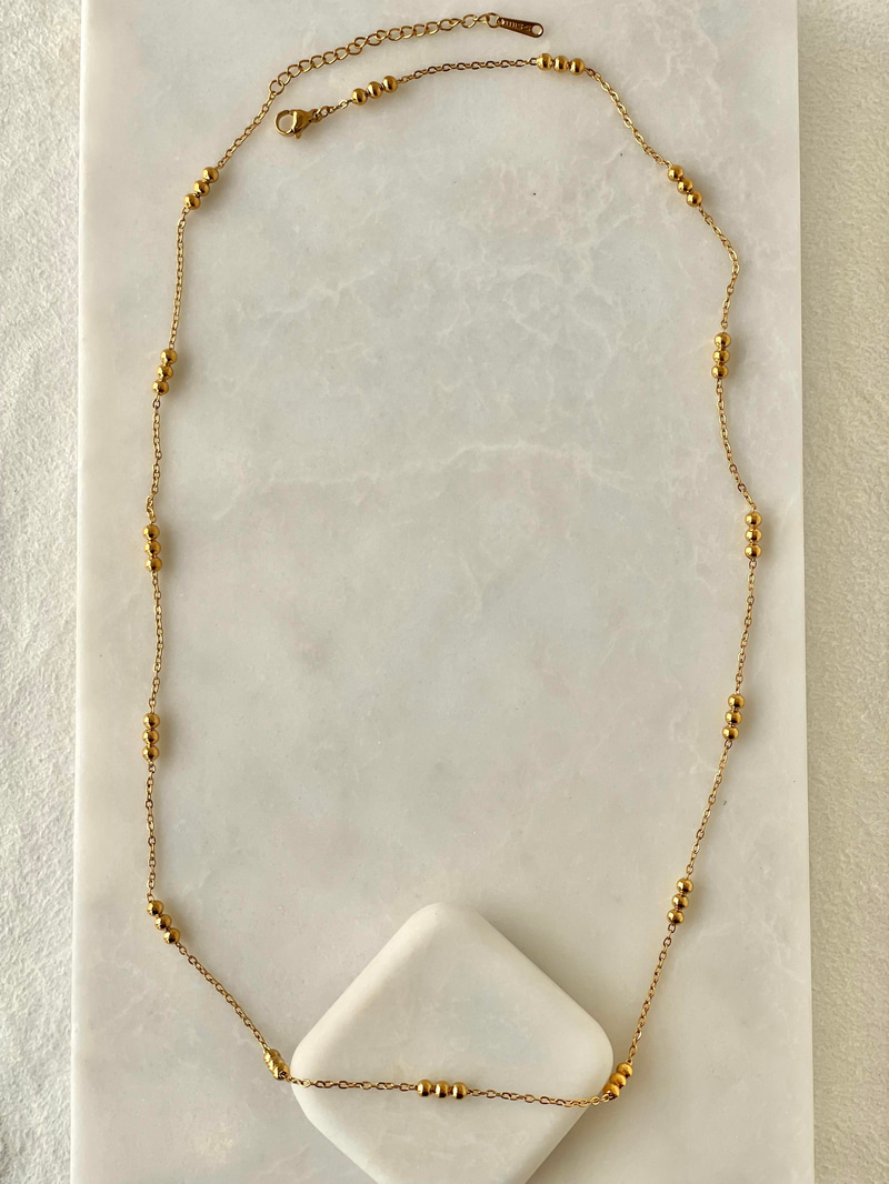 Çelik Üç Topçuklu Zincir Kolye 60 cm