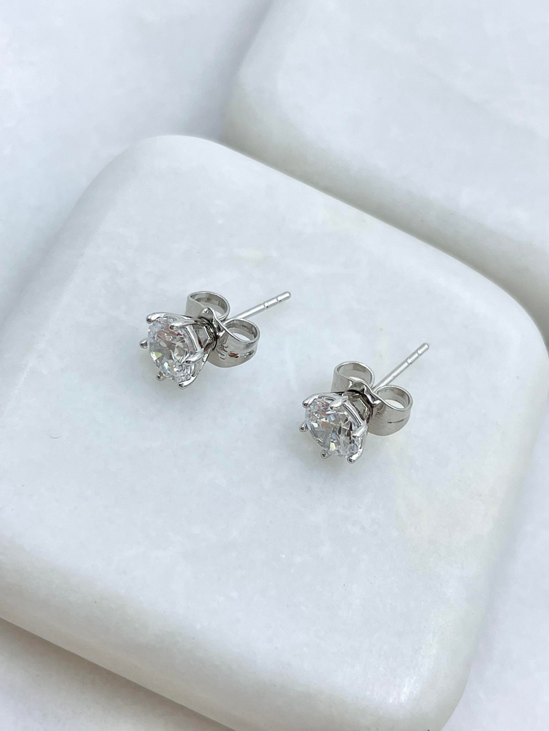 Özel Seri Tektaş Küpe 0.6 mm Gümüş