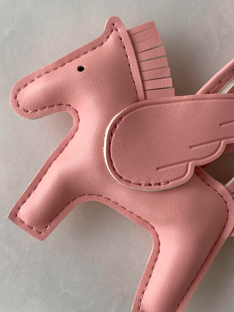 Unicorn Deri Çanta Charmı Pembe Kanatlı