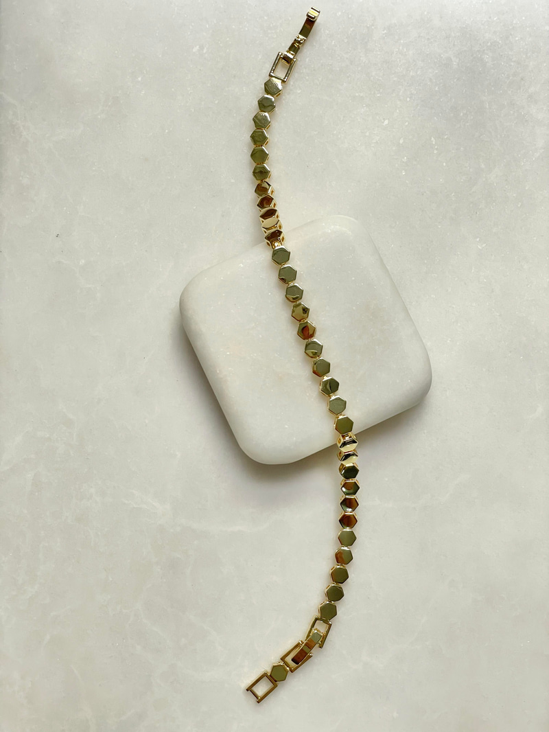 Altın Kaplama Petek Model Bileklik Gold