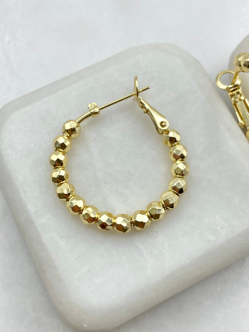 Işıltılı Topçuk Halka Küpe 2.7 cm Gold