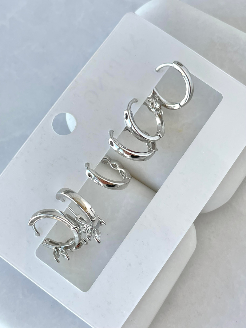 Özel Seri Altılı Kristal Taşlı Minimal Küpe Gümüş