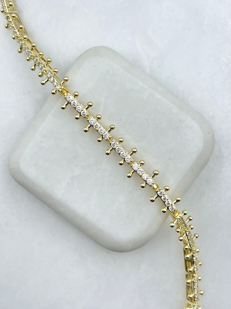 Gömme Taşlı Tasarım Bileklik Gold