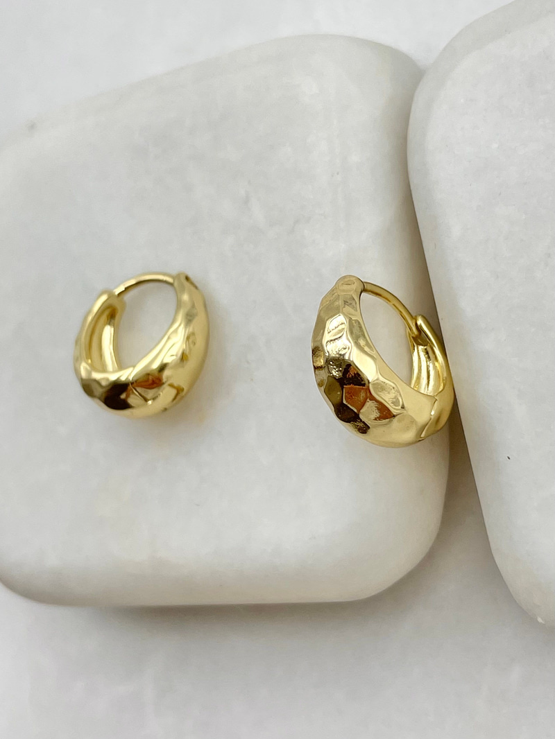 Özel Seri Ezme Model Damla Küpe 1,3 cm Gold