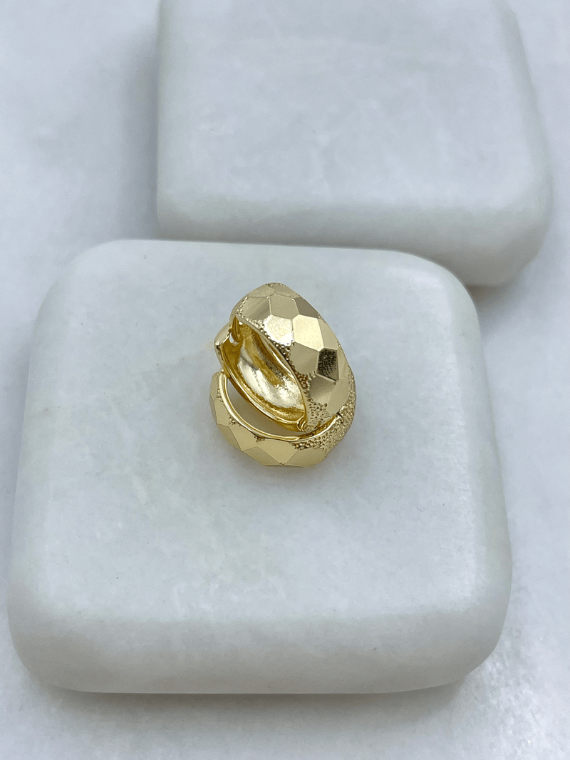 Altın Kaplama Lazer Işıltılı Halka Küpe Gold