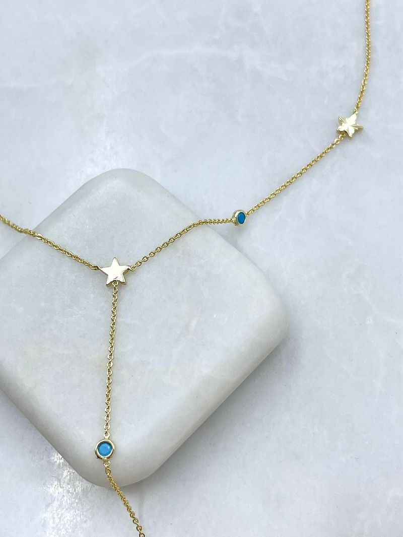 Altın Kaplama Minimal Yıldız Y Model Kolye Gold