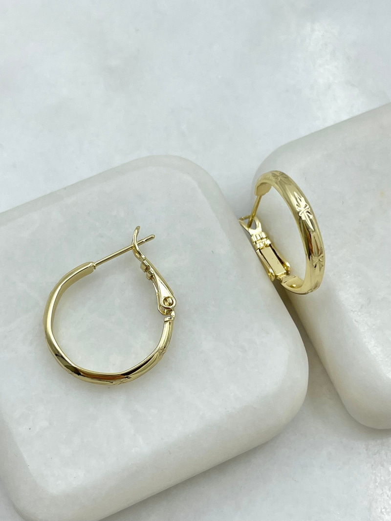 Özel Seri Lazer Kesim Kuzey Yıldızı Desenli Halka Küpe Gold