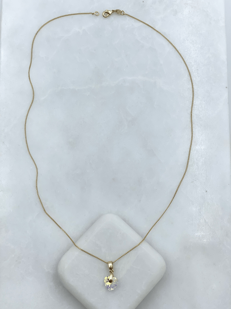 Özel Seri Swarovski Taşlı Kalp Kolye Gold