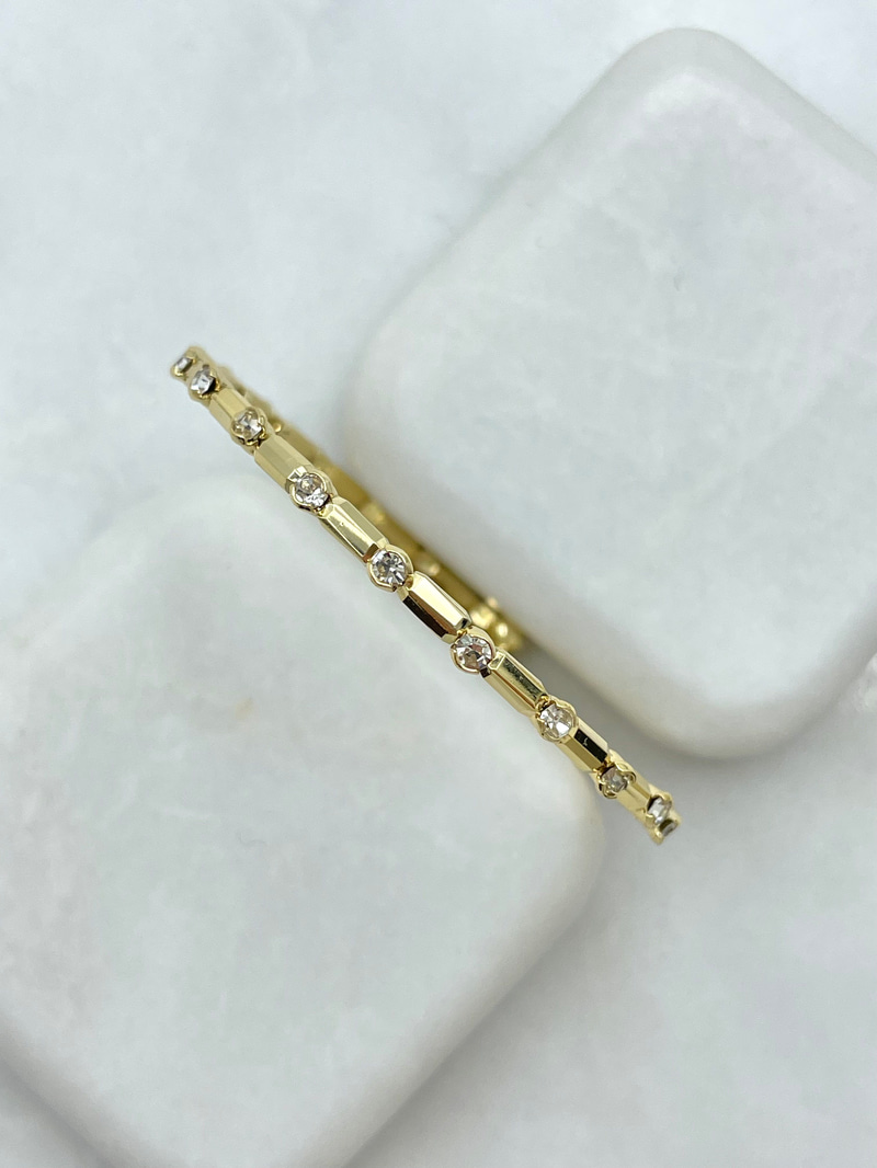 Altın Kaplama Kristal Taşlı Boru Yaylı Bileklik Gold