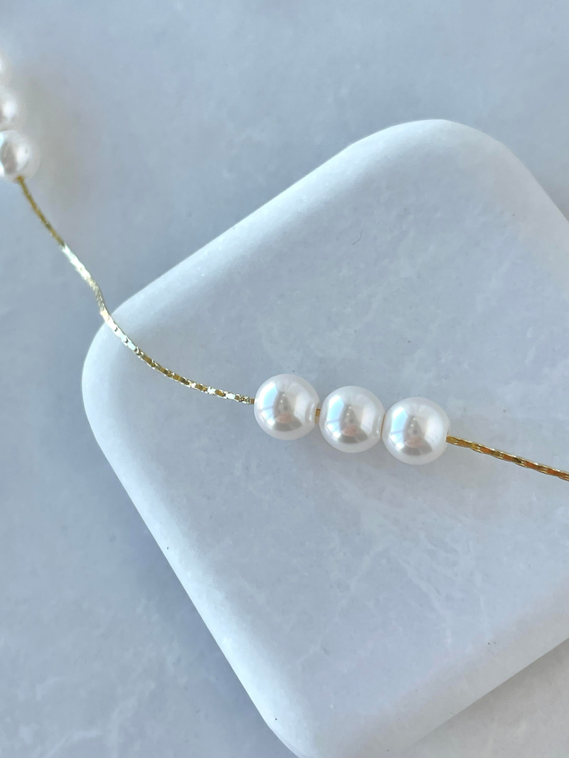 Özel Seri Üç İncili Minimal Kolye Gold