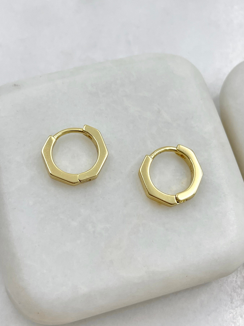 Özel Seri Minimal Köşeli Küpe 1 cm Gold