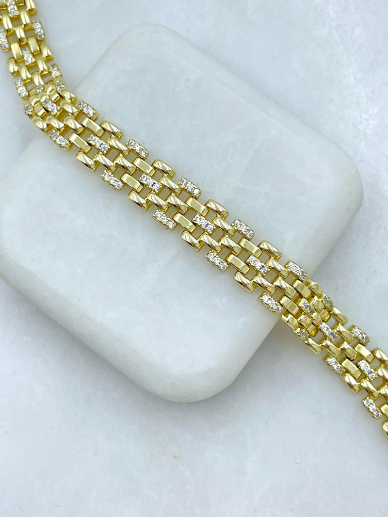 Özel Seri Kristal Taşlı Kordon Bileklik Gold