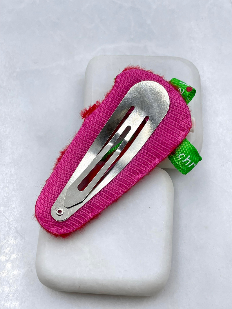 Kırmızı Peluş Sevimli Kartopu Pens Toka Renkli