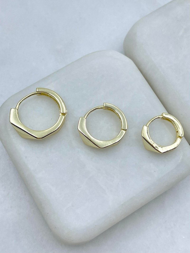 Altın Kaplama Altılı Köşeli Model Küpe Seti Gold