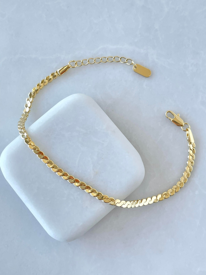 Altın Kaplama Sarmal Basic Zincir Bileklik Gold