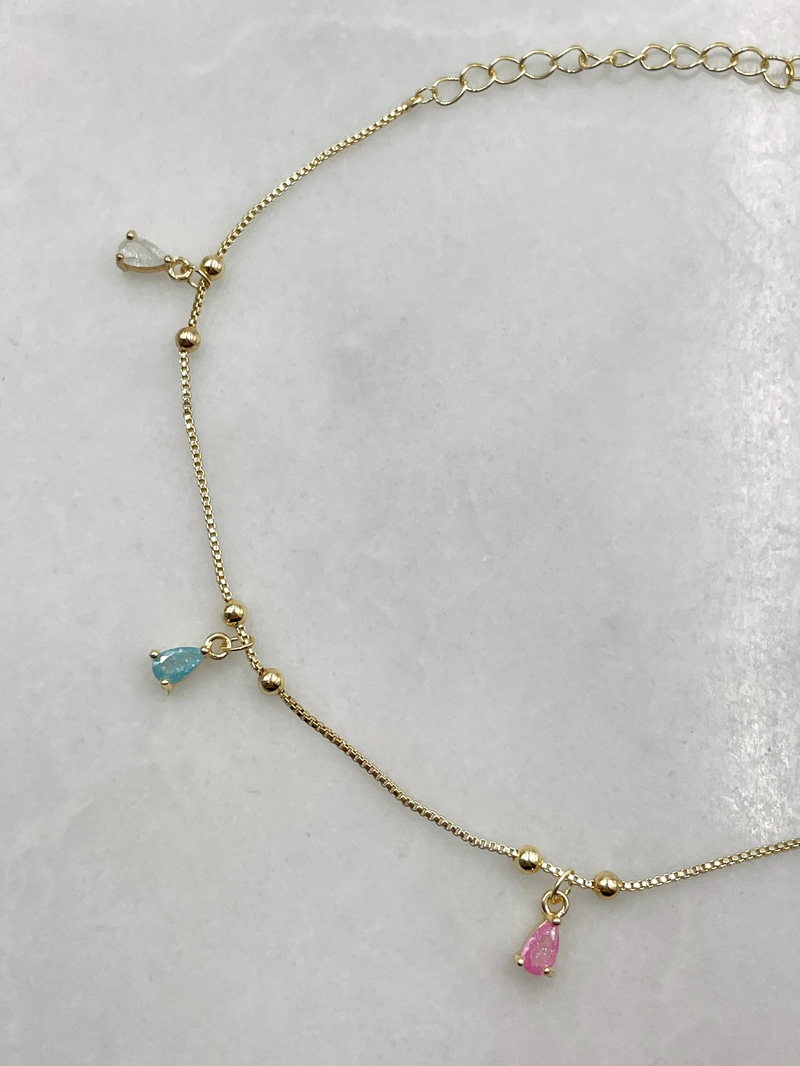 Renkli Damla Sallantılı Halhal Gold