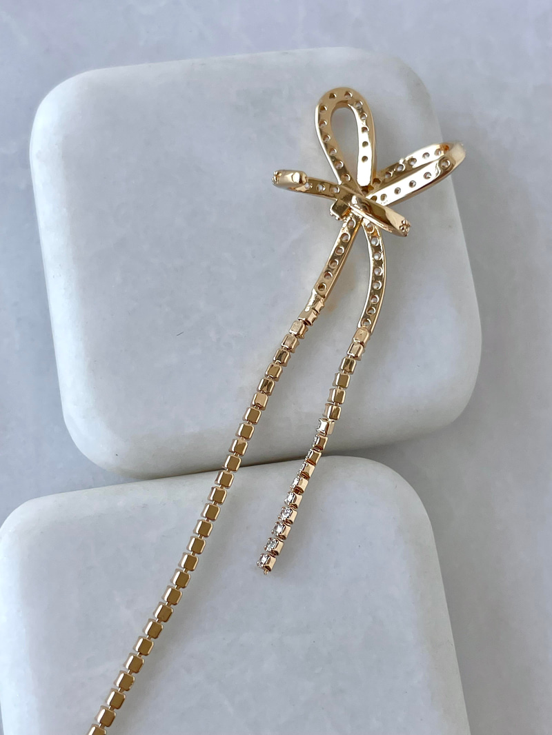 Altın Kaplama Kristal Taş Sallantılı Kurdele Kıkırdak Küpe