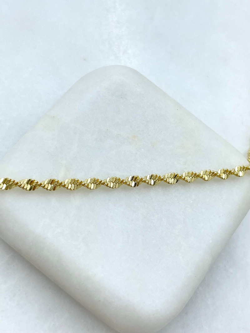 Altın Kaplama İkili Sarmal Kolye 45 cm Gold