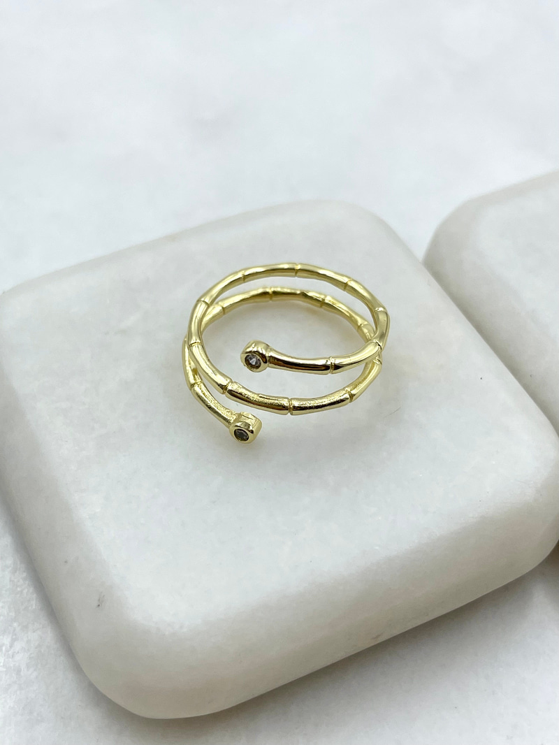 Minimal Taşlı Sarmal Yüzük Gold