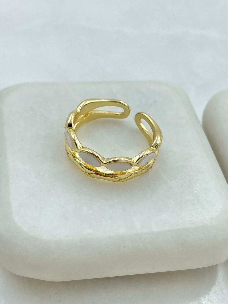 Sedefli İkili Görünüm Yüzük Gold
