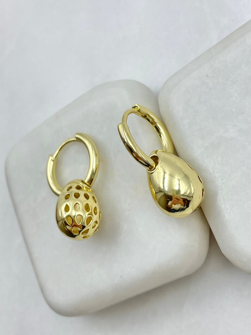 Damla Charmlı Halka Küpe Gold