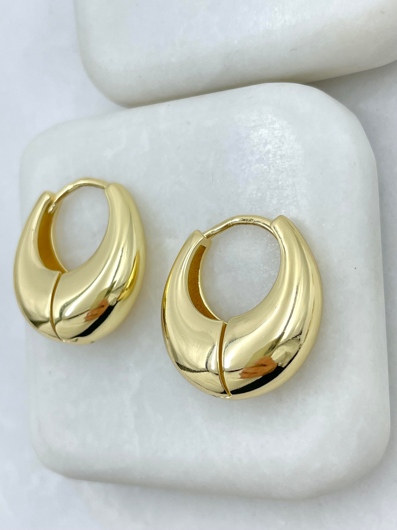 Altın Kaplama Bombe Damla Küpe 2.2 cm Gold