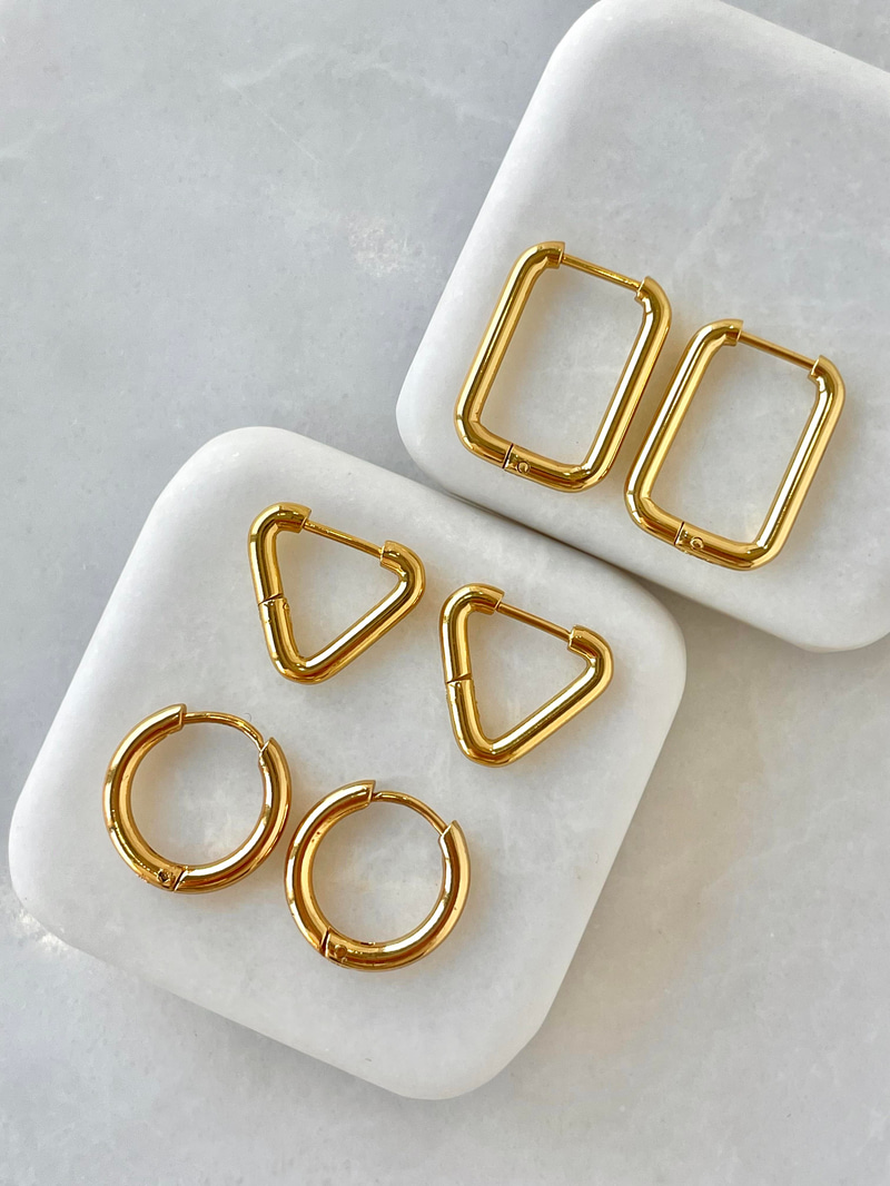 Çelik Altılı Şekilli Küpe Gold