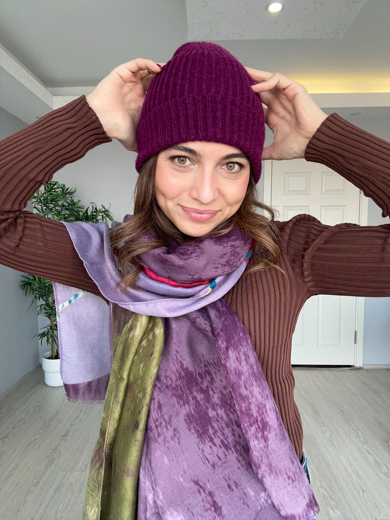 Örgü Model Bere Mor
