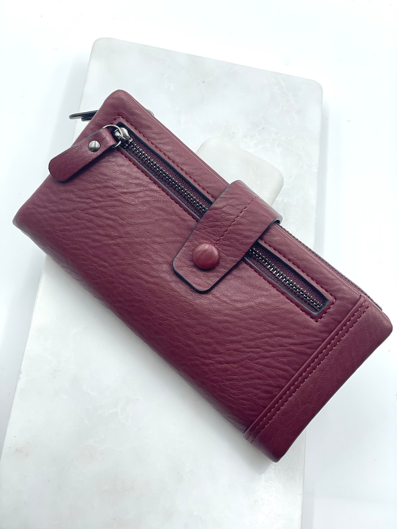 Dikiş Detaylı Cüzdan Bordo