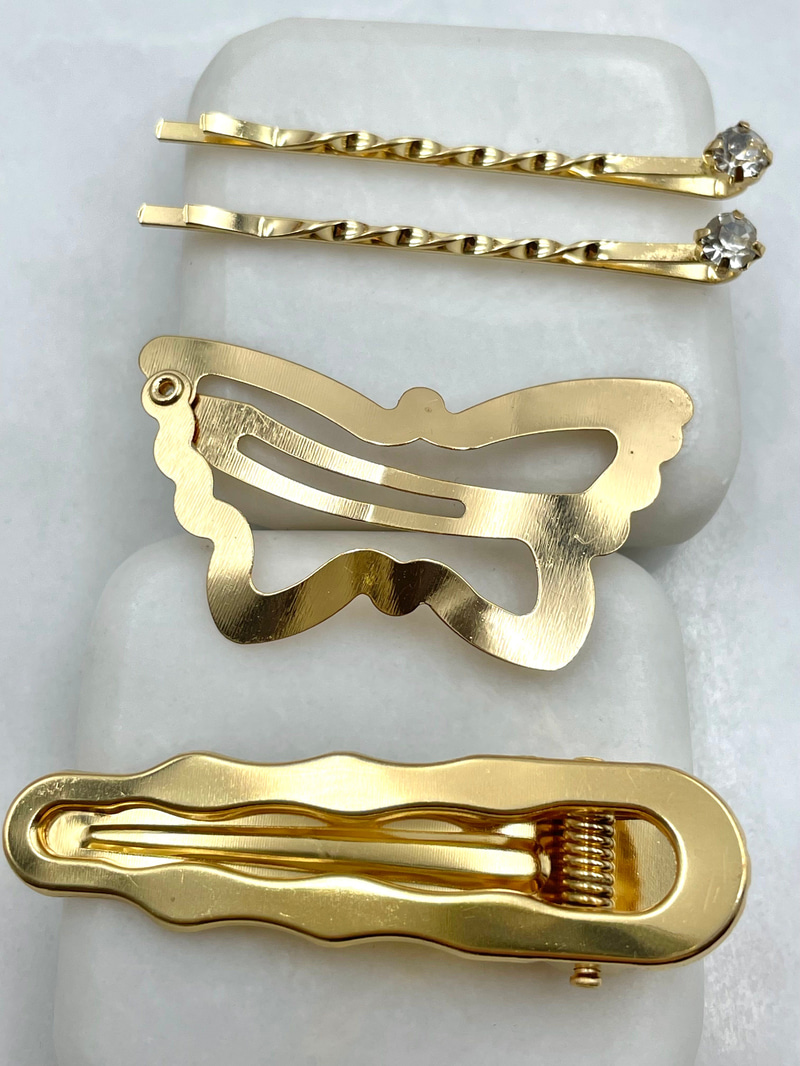 Kelebek Model Dörtlü Pens Toka Seti Gold