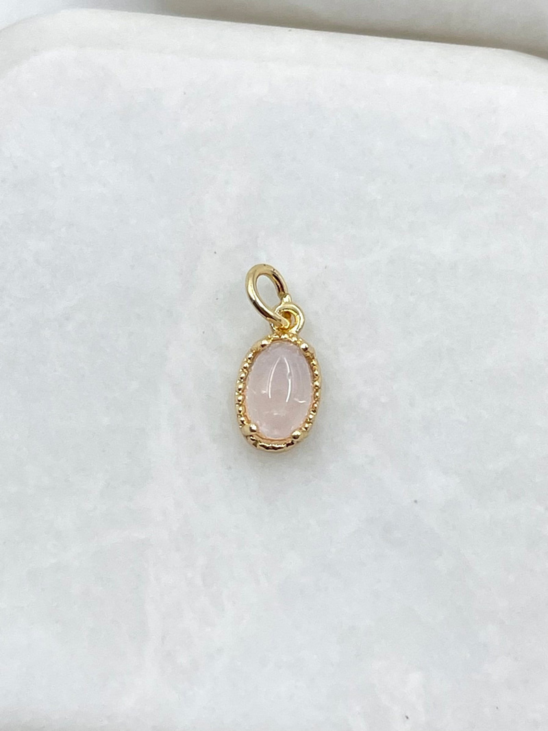 Altın Kaplama Pembe Taşlı Kolye Ucu Gold