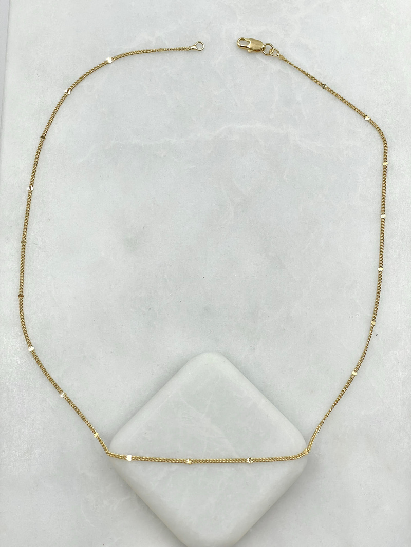 Altın Kaplama Minimal Pul Zincir Kolye 45 cm Gold