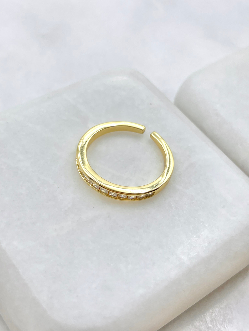 Altın Kaplama Baget Taşlı Serçe Parmak Yüzüğü Gold