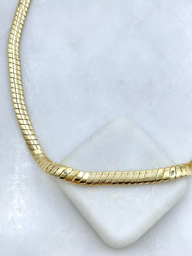 Altın Kaplama Yılan Zincir Kolye 45 cm Gold