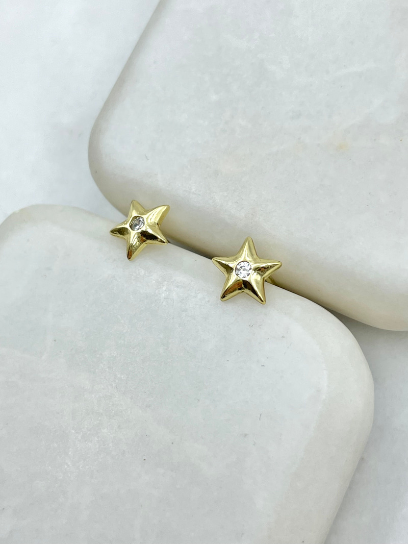 Özel Seri Minimal Taşlı Yıldız Küpe Gold