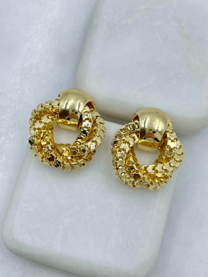 Altın Kaplama Burgu Zincir Vintage Küpe Gold