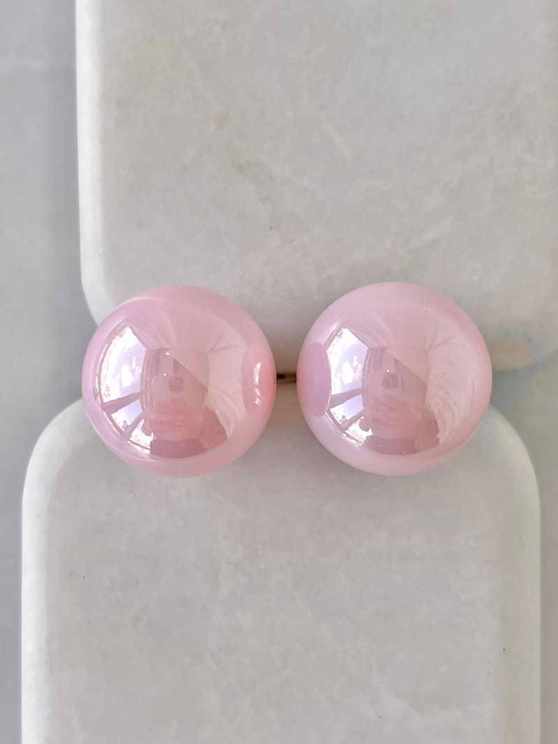 Cam İnci Sedefli Küpe Pembe