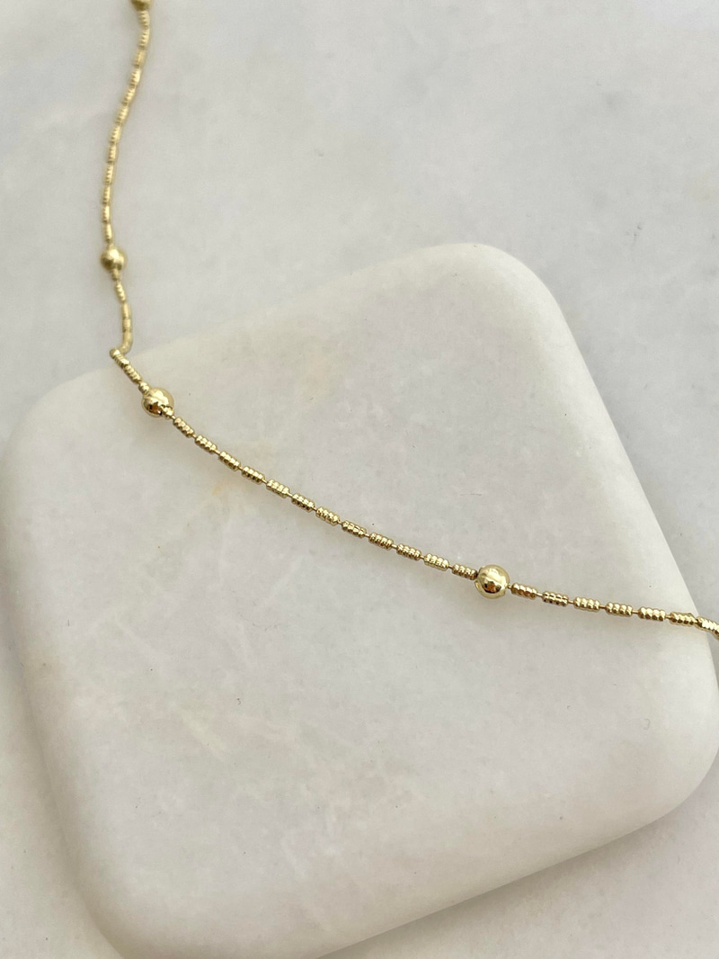Altın Kaplama Minimal Topçuk ve Boru Zincir Kolye 45 cm Gold
