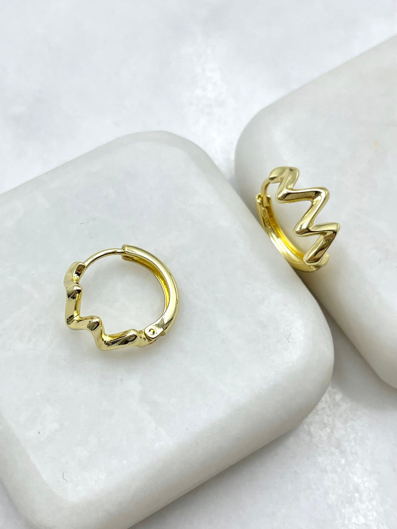 Özel Seri Zikzak Halka Küpe Gold