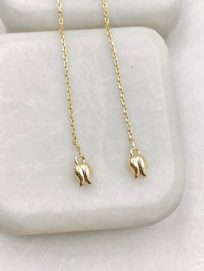Lale Sallantılı Sarmaşık Kıkırdak Küpe Gold