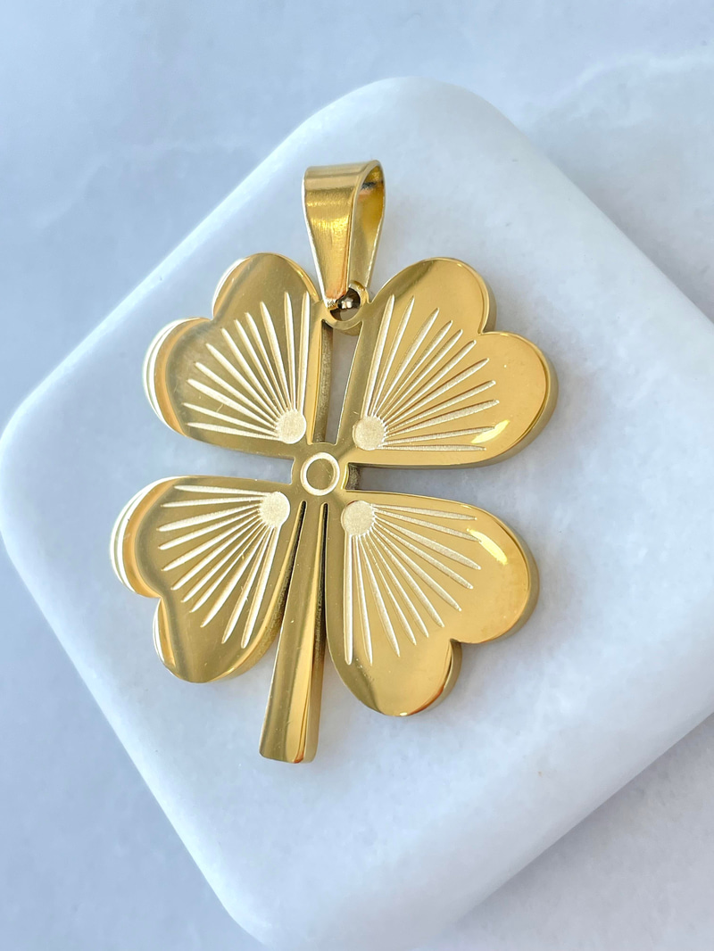 Çelik Lazer Kesim Yonca Charm Gold