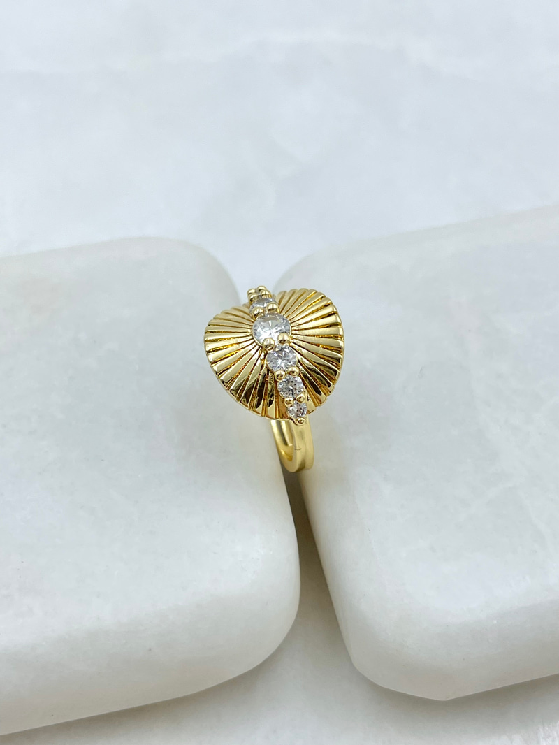 Altın Kaplama Kristal Taşlı Oval Plaka Serçe Parmak Yüzüğü Gold
