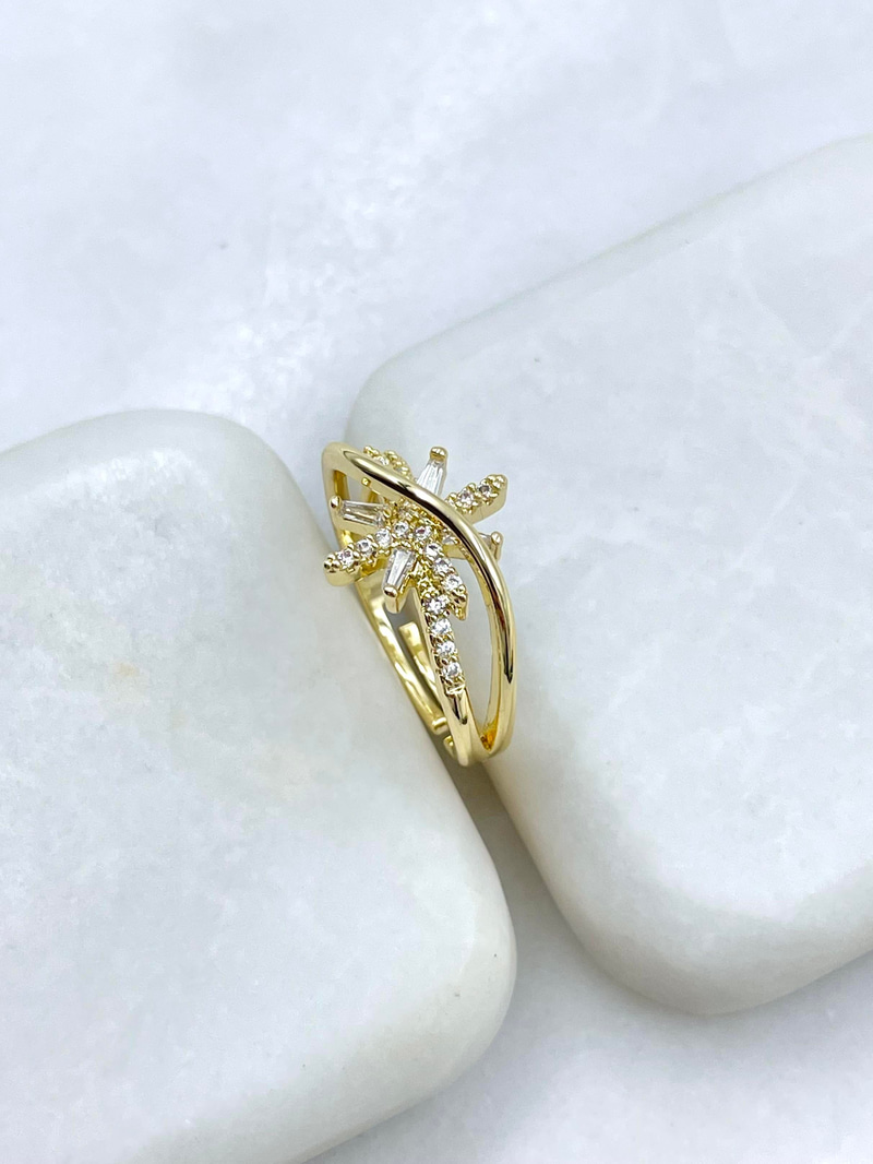 Altın Kaplama Kristal Taşlı Kuzey Yıldız Yüzük Gold