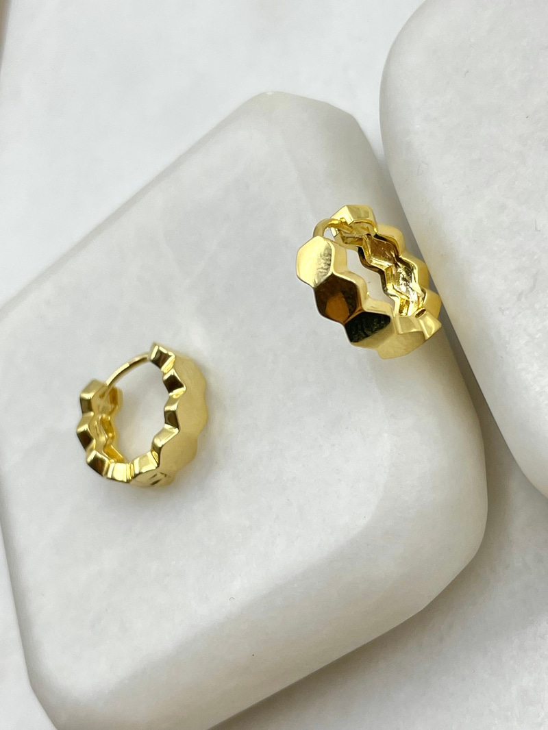 Özel Seri Minimal Petek Küpe Gold