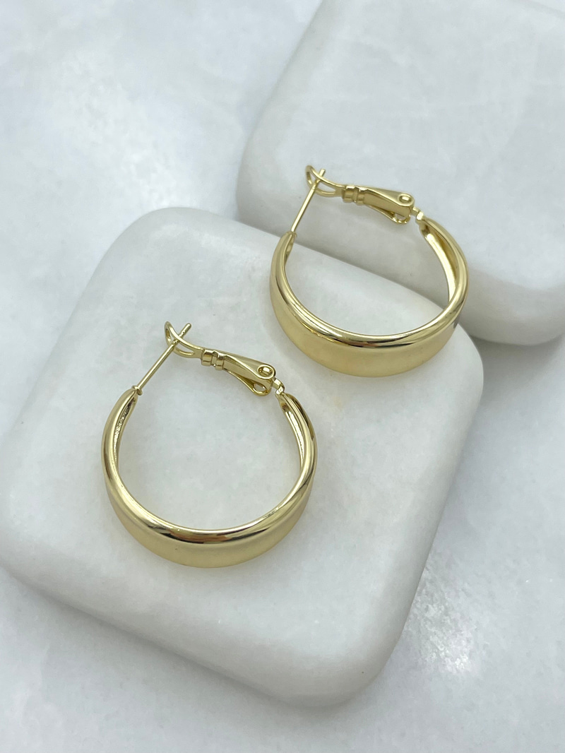 Özel Seri Oval Kesim Halka Küpe 2.5 cm Gold