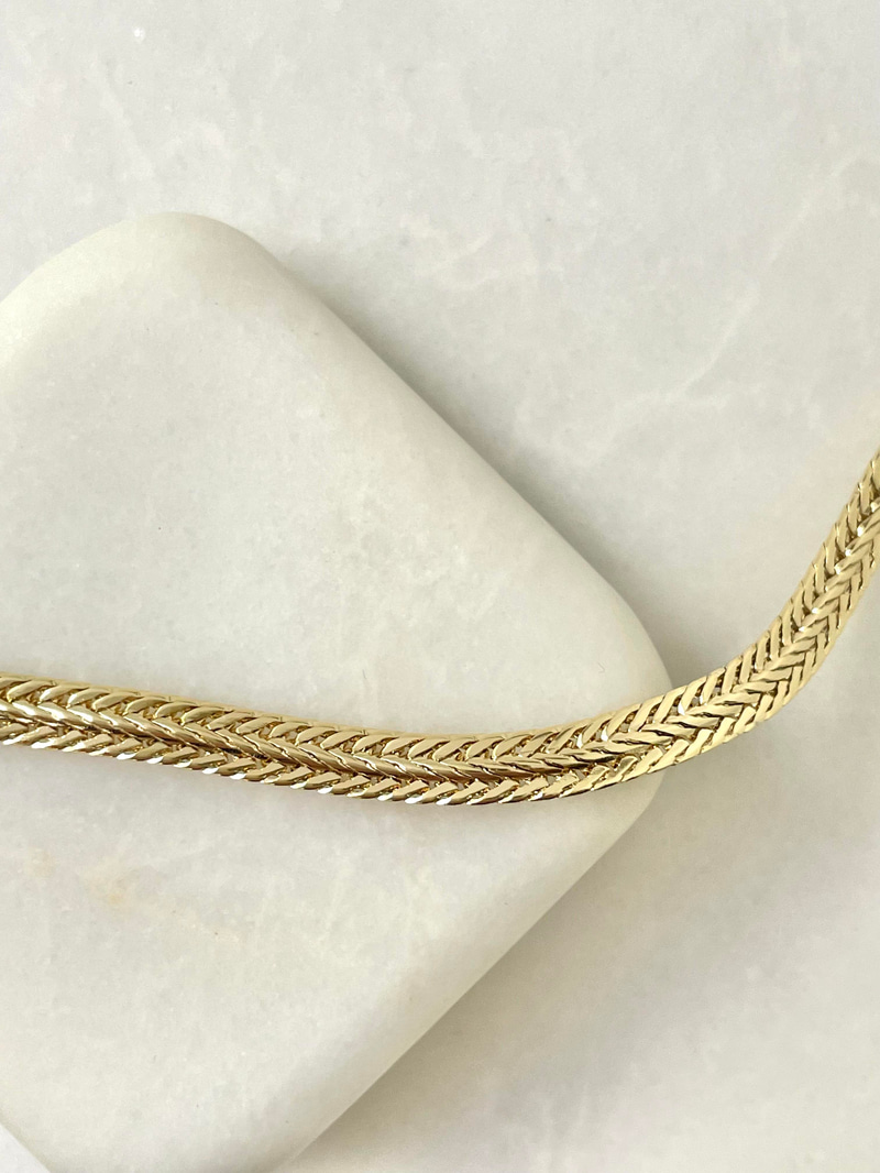 Özel Seri Örgü Model İtalyan Zincir Kolye 50 cm Gold