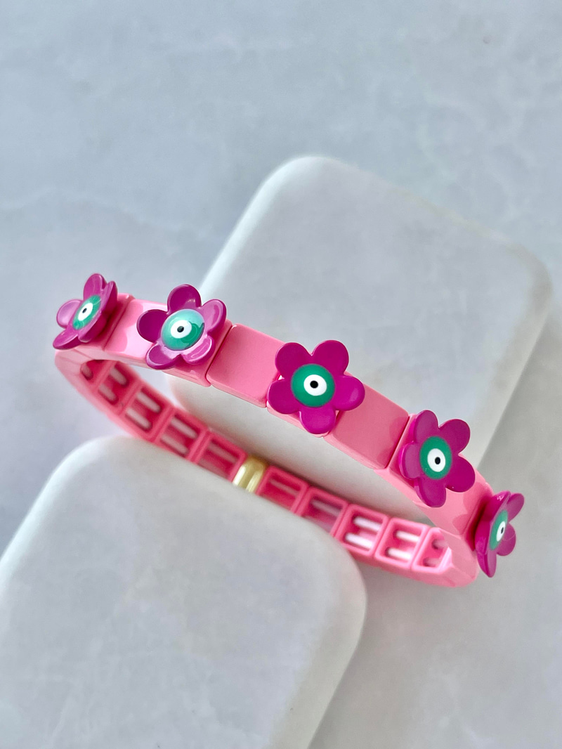 Üç Boyutlu Papatya Porselen Bileklik Pembe