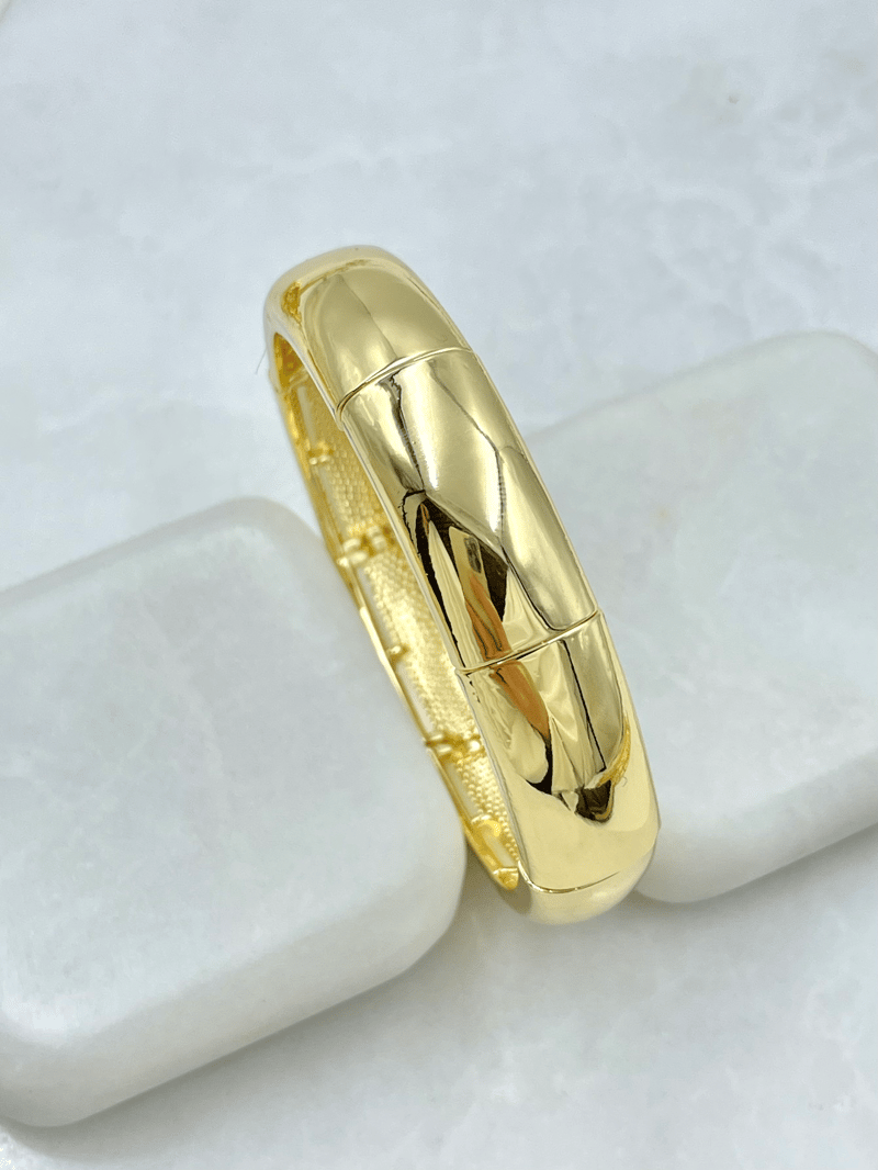 Altın Kaplama Dikdörtgen Plaka Esnek Bileklik Gold