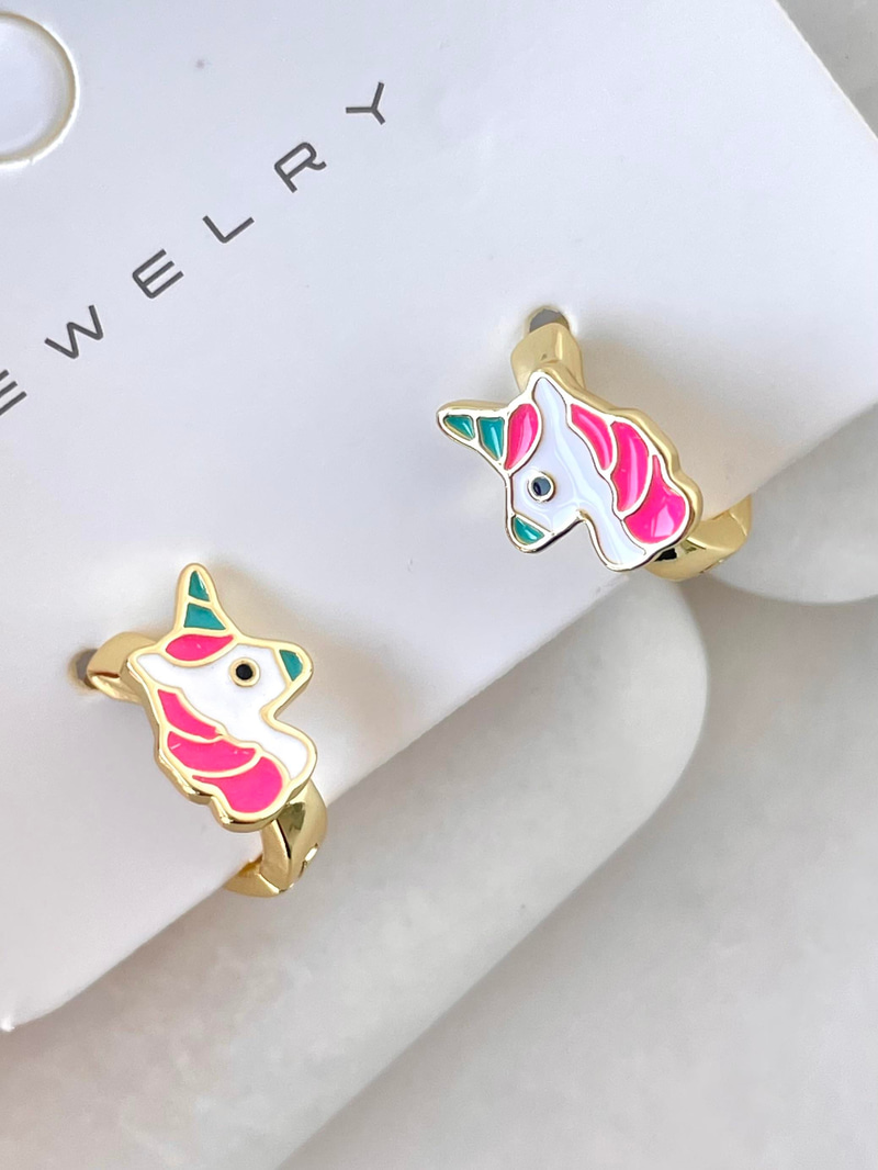 Altın Kaplama Unicorn Çocuk Küpesi Gold